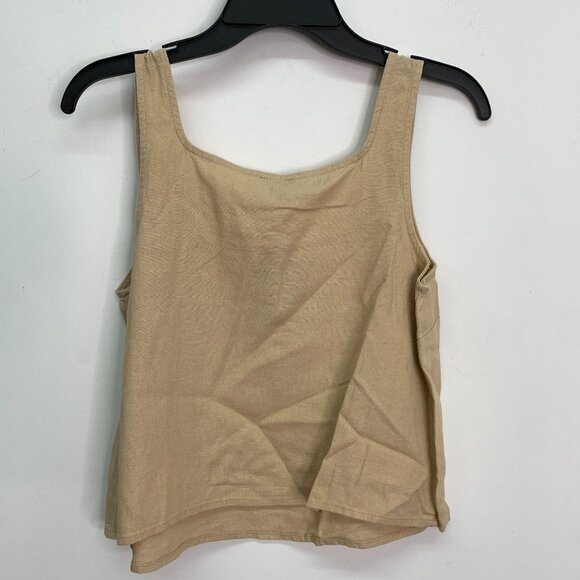 Express Women's Top S Beige Linen Blend Square Neck Tank Top Size S - Picture 3 of 7
